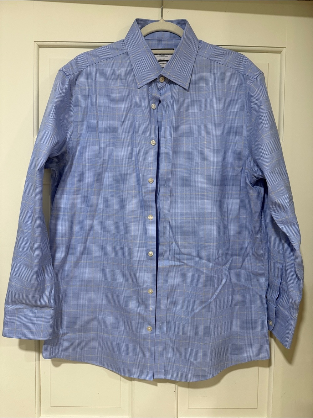 Charles Tyrwhitt Non-Iron Extra Slim Fit Shirt 16.5 / 33 Blue Plaid Button Cuff